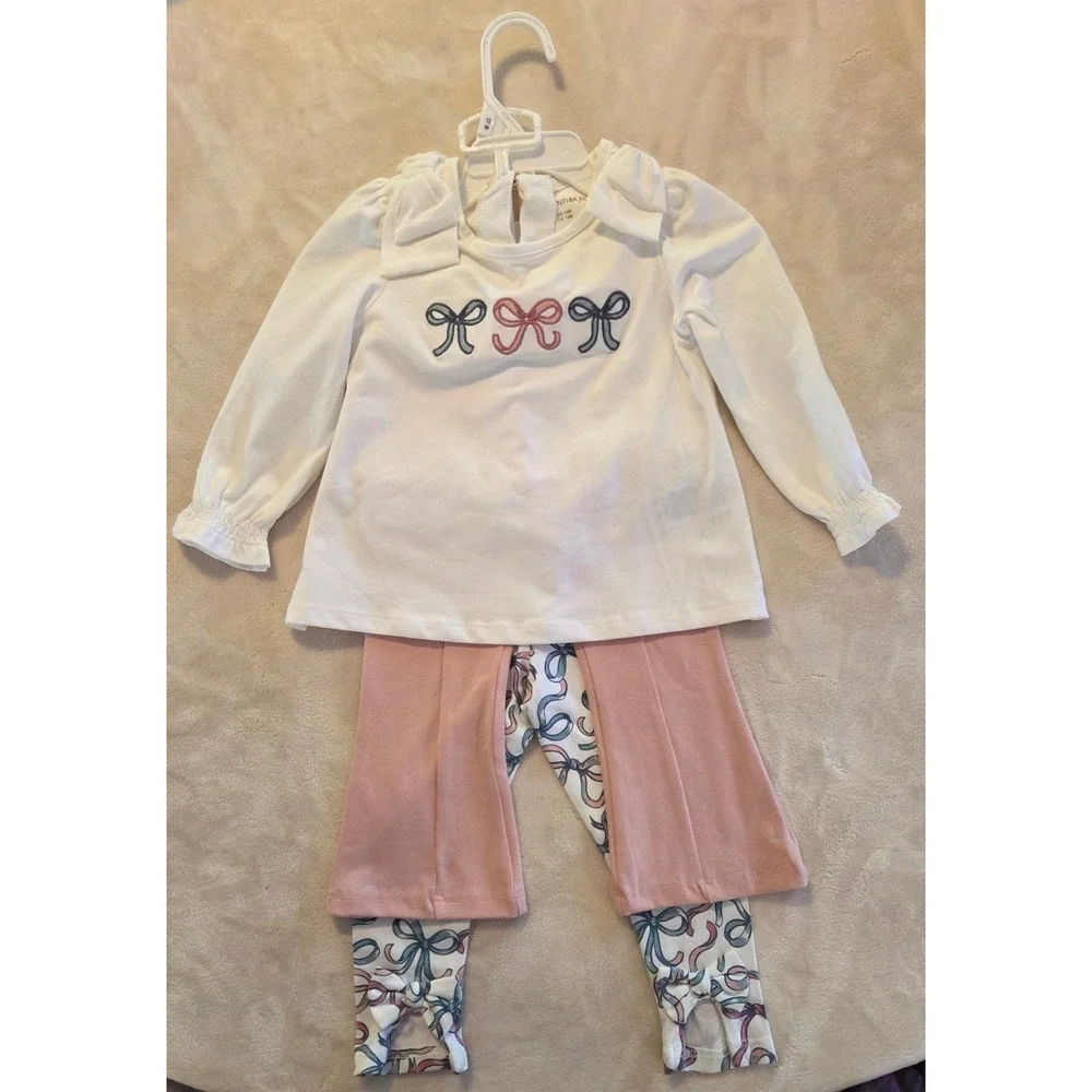 NWT Cynthia Rowley Baby Girl‎ 3pc Outfit Set 12M Bow Print
